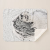 ひげ付きコリースケッチ – かわいいオリジナルドッグアート シェルパブランケット (正面(横))