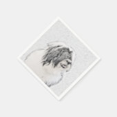 ひげ付きコリースケッチ – かわいいオリジナルドッグアート スタンダードカクテルナプキン (角)