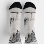 ひげ付きコリースケッチ – かわいいオリジナルドッグアート ソックス (上部)