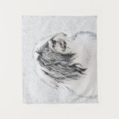 ひげ付きコリースケッチ – かわいいオリジナルドッグアート タペストリー (正面)