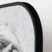 ひげ付きコリースケッチ – かわいいオリジナルドッグアート ピックルボールラケット (左詳細)