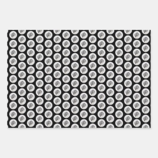 ひげ付きコリースケッチ – かわいいオリジナルドッグアート ラッピングペーパーシート (正面3)