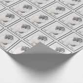 ひげ付きコリースケッチ – かわいいオリジナルドッグアート ラッピングペーパー (角)