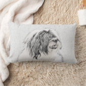 ひげ付きコリースケッチ – かわいいオリジナルドッグアート ランバークッション (ブランケット)