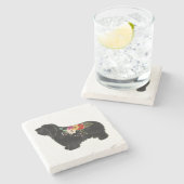 ひげ付きコリードッグブリードボホフローラシルエットセント ストーンコースター (横)