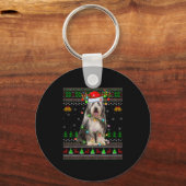 ひげ付きコリードッグ醜いクリスマスセーターホリデー キーホルダー (正面)