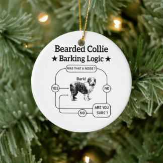 ひげ付きコリーバーキングロジックおもしろい犬皮肉 セラミックオーナメント