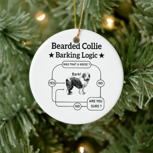 ひげ付きコリーバーキングロジックおもしろい犬皮肉 セラミックオーナメント (ツリー)