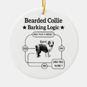 ひげ付きコリーバーキングロジックおもしろい犬皮肉 セラミックオーナメント (正面)