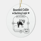 ひげ付きコリーバーキングロジックおもしろい犬皮肉 セラミックオーナメント (左)