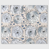 ひげ付きコリー手描き漫画の頭 ラッピングペーパー (フラット)