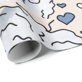 ひげ付きコリー手描き漫画の頭 ラッピングペーパー (ロールコーナー)