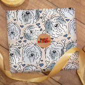 ひげ付きコリー手描き漫画の頭 ラッピングペーパー