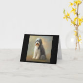 ひげ付きコリー犬 カード (黄色い花)