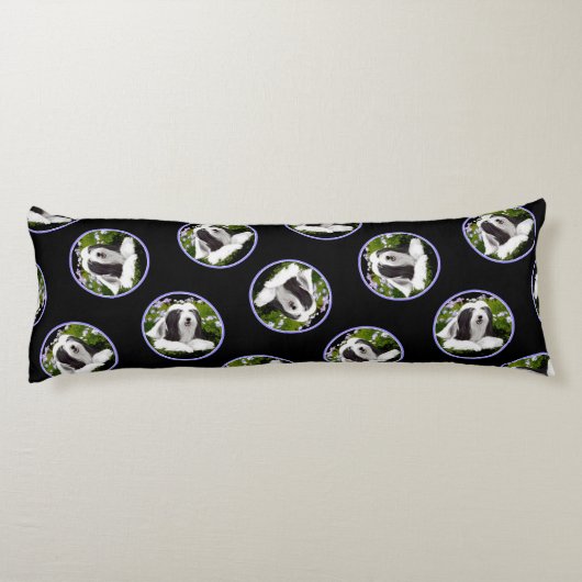 ひげ付きコリー絵を描ベアディブラックの可愛いドッグアート ボディピロー (裏面)