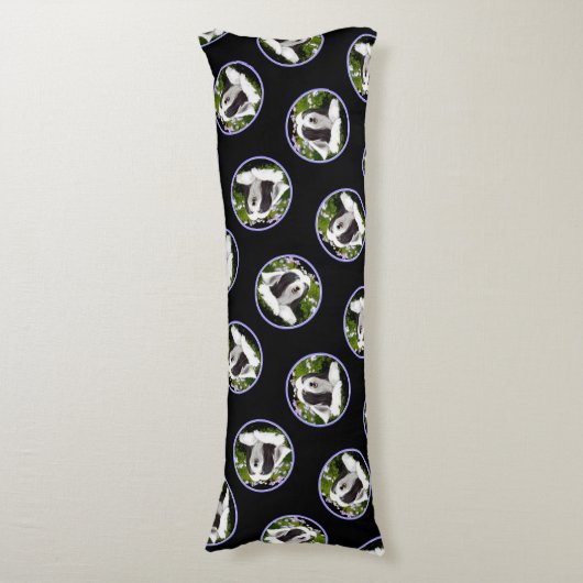 ひげ付きコリー絵を描ベアディブラックの可愛いドッグアート ボディピロー (正面縦)