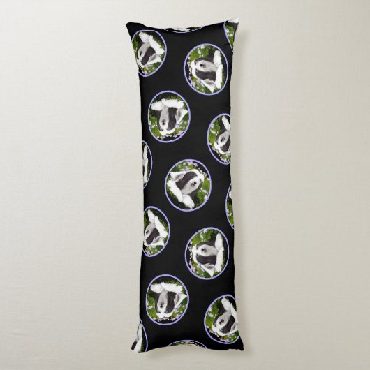 ひげ付きコリー絵を描ベアディブラックの可愛いドッグアート ボディピロー (裏面 (縦))