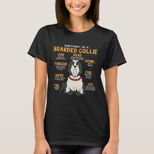 ひげ付きコリー解剖学犬ミイラパパ Tシャツ (正面)