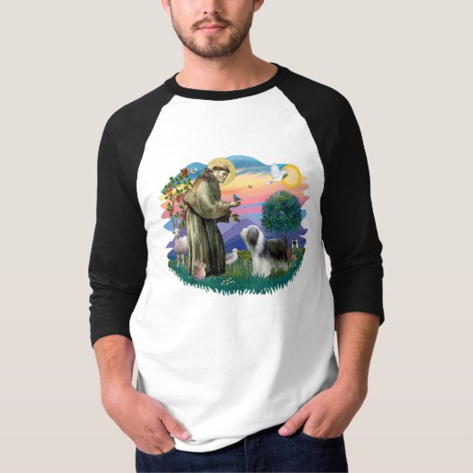ひげ付きコリー(石板 – 白) Tシャツ (正面)