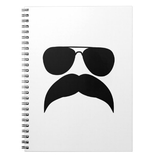 ひげ付きサングラス – 背景色を選択 ノートブック (正面)