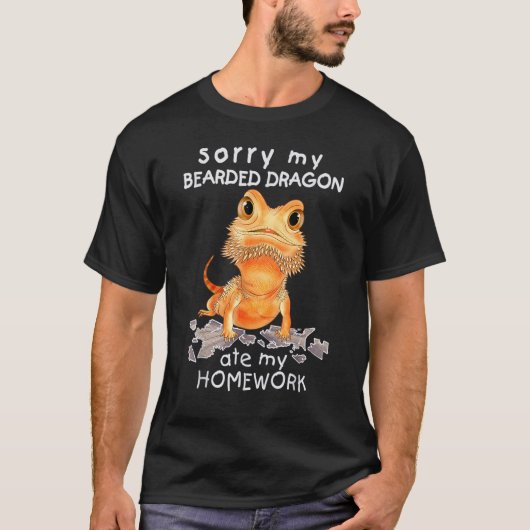 ひげ付きドラゴンひげ食べが私の宿題トカゲRep Tシャツ (正面)