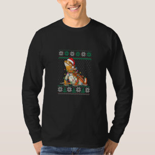 ひげ付きドラゴンクリスマスライト醜いセーターPet L Tシャツ