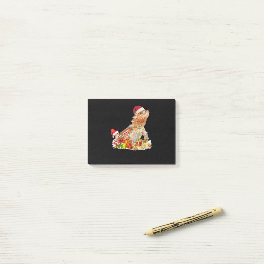 ひげ付きドラゴンサンタクリスマス愛好家のクリスマスライト ポストイット (デスク上)