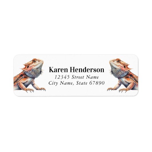 ひげ付きドラゴンリザード差出人住所ラベル ラベル (正面)