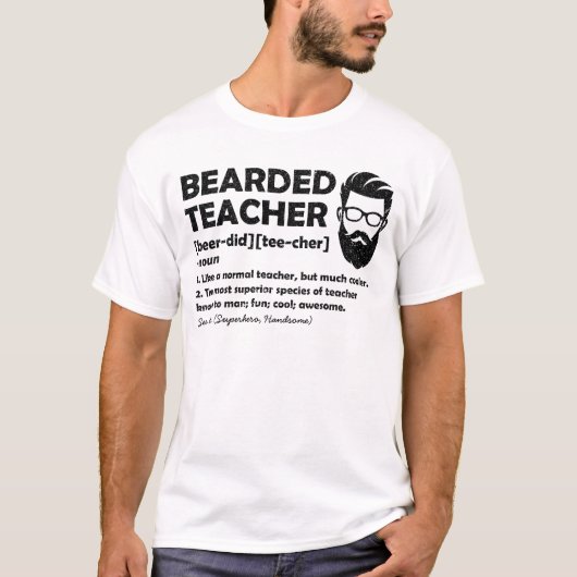ひげ付き先生おもしろいの定パーソナライズされた義 Tシャツ (正面)