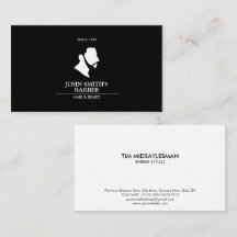 ひげ付き男性理容師ロゴ名刺