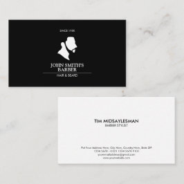 ひげ付き男性理容師ロゴ名刺 名刺
