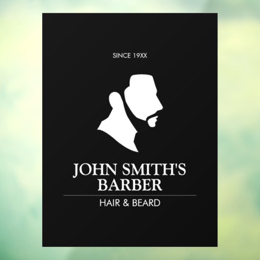 ひげ付き男性理容師ロゴ ウィンドウサイン (シート3)