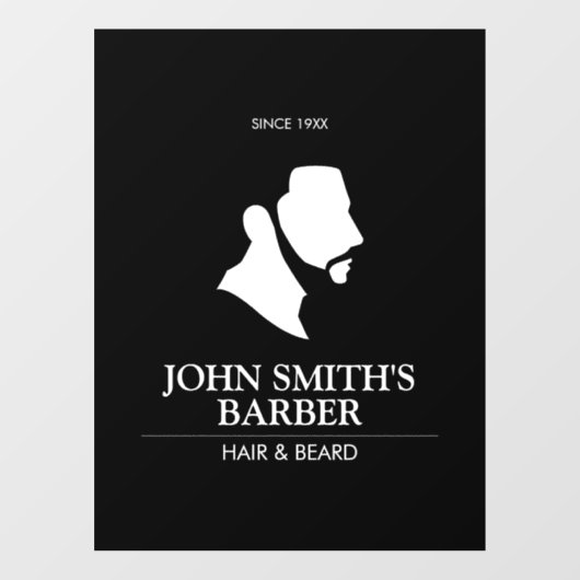 ひげ付き男性理容師ロゴ ウィンドウサイン (シート)