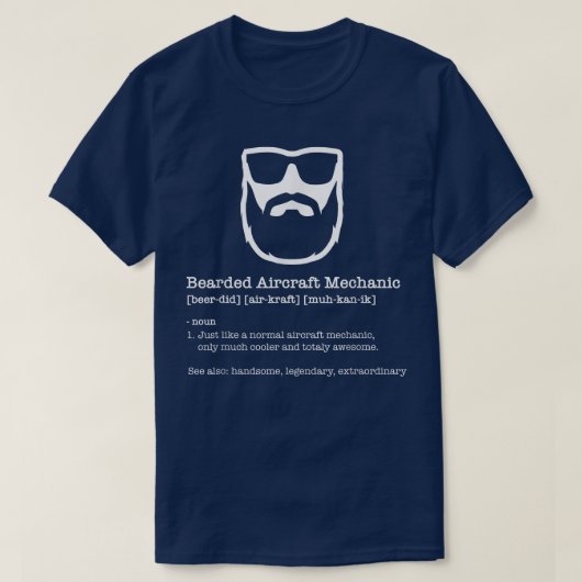 ひげ付き航空機整備士飛行機整備Pl Tシャツ (デザイン正面)