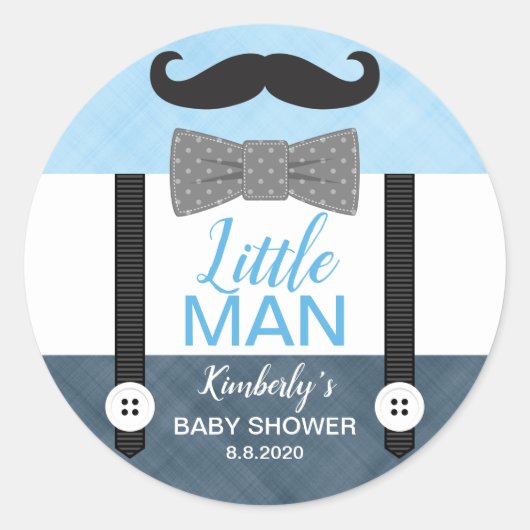 ひげ弓ネクタイ赤ちゃん青い海軍の男の子の赤ちゃんシャワー ラウンドシール (正面)
