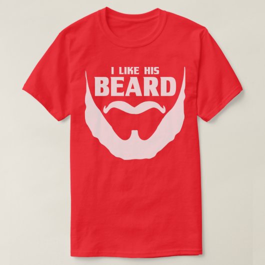 ひげ引用文私は彼のひげが好き Tシャツ (デザイン正面)