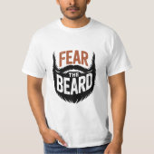 ひげ愛好家のための面白いメンズTシャツ「Fear The Beard」 Tシャツ (正面)