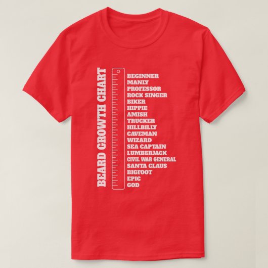 ひげ愛好家メンズヒゲ成長グラフギフト Tシャツ (デザイン正面)