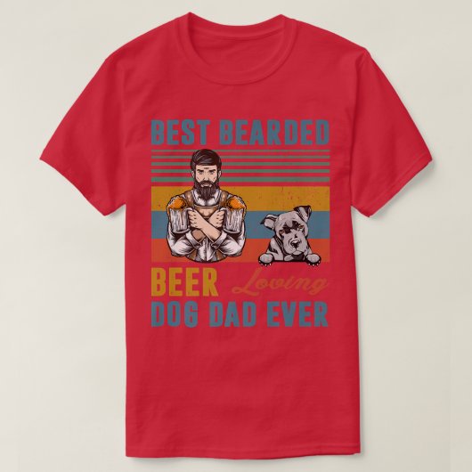 ひげ最高のひげビール愛犬パパエバーピットブルドッグ Tシャツ (デザイン正面)