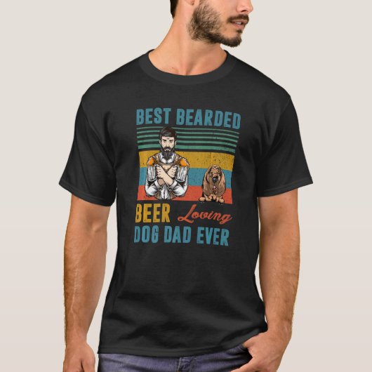 ひげ最高のひげビール愛犬パパEver Bloodhound D Tシャツ (正面)
