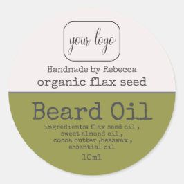 ひげ油ロゴを追加するラベルモダン緑 ラウンドシール