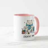 ひげ猫の遊び心あふれるミニマリストスケッチアート マグカップ (正面右)