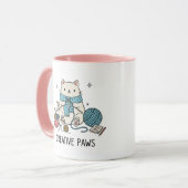 ひげ猫の遊び心あふれるミニマリストスケッチアート マグカップ (正面左)