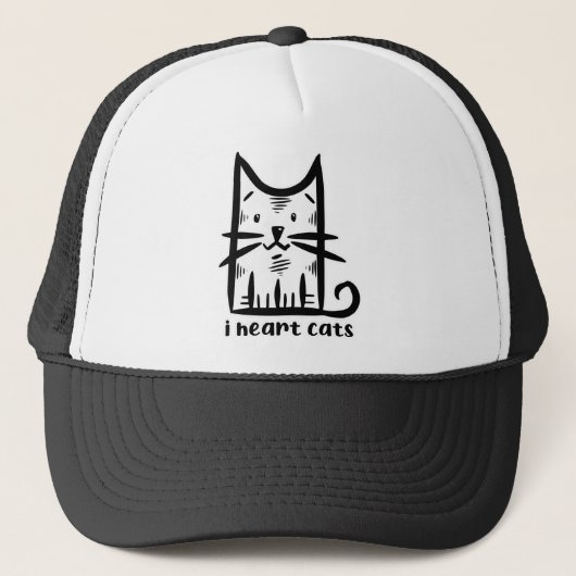 ひげ猫、私は猫が大好き キャップ (正面)