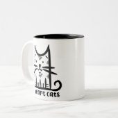 ひげ猫、私は猫が大好き ツートーンマグカップ (正面左)