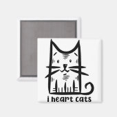 ひげ猫、私は猫が大好き マグネット (正面/裏面)