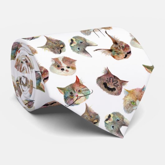 ひげ猫(Beard cat/gato barba) ネクタイ (ロール)