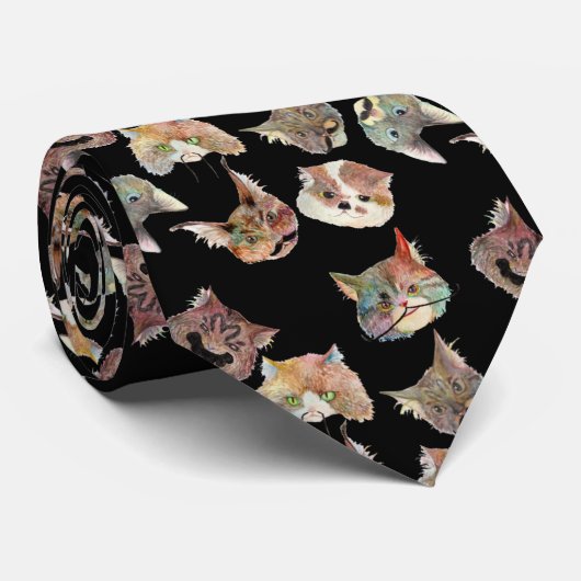 ひげ猫(Beard cat/gato barba) ネクタイ (ロール)