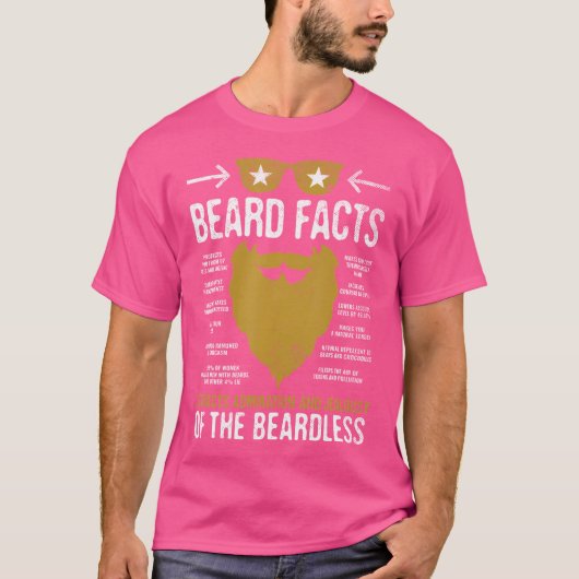 ひげ男の面白いひげの事実 Tシャツ (正面)