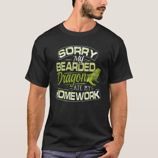ひげ竜ひげ竜食べの私の宿題 Tシャツ (正面)
